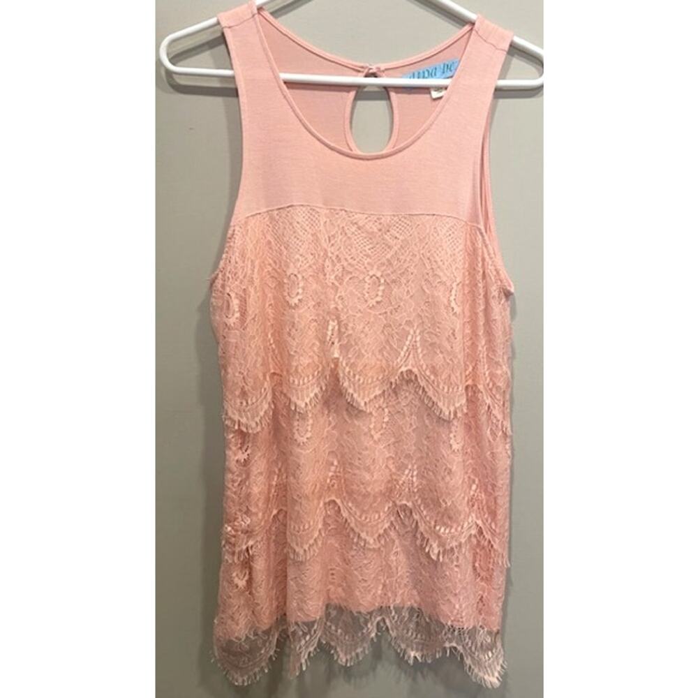 Dina Be Lace Overlay Tank Blush Pink Women's Sz L